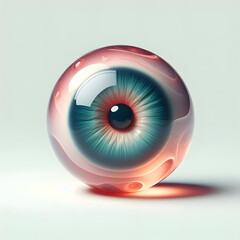 minimal  jelly shaped eye, 3D , fruit bonbons with scary eye, sugar food, illustration.