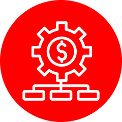 Cash Flow Management Vector Line White Circle Red