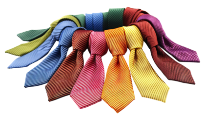 Group of colorful striped neckties, cut out