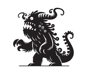 monster animal vector art graphic resources silhourtte vector style, white background