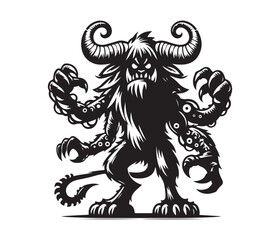 monster animal vector art graphic resources silhourtte vector style, white background