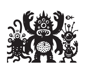 monster animal vector art graphic resources silhourtte vector style, white background