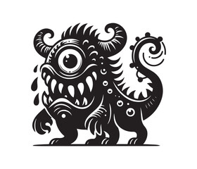 monster animal vector art graphic resources silhourtte vector style, white background