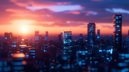 Fototapeta premium Hightech city with financial instability, photorealistic, futuristic elements