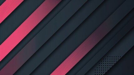 Obraz premium Digital abstract design with a series of angled stripes. The color palette consists of dark grey, black, and shades of pink