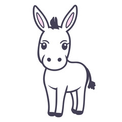 A cute cartoon donkey with large ears and a friendly expression