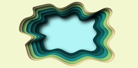 Paper cut abstract background design illustration, blue color abstract background design illustration.