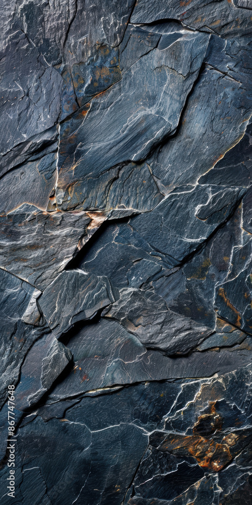Poster a background of dark slate stone with intricate textures and natural patterns