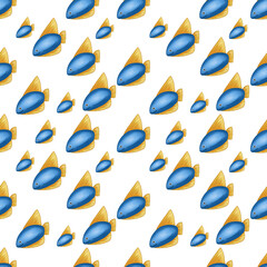 seamless pattern with blue and yellow fishes