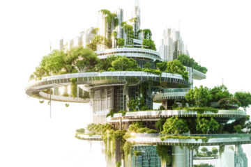 Architecture with Integrated Greenery isolated on transparent background