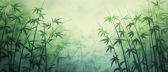 Bamboo forest with digital holograms, photorealistic, watercolor effect