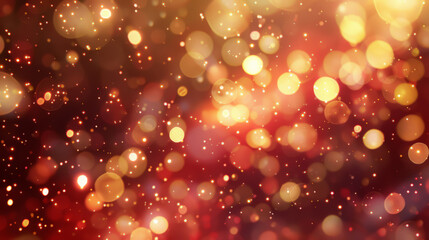 Abstract Christmas and New Year’s lights gold and dark red colors bokeh background. Merry Christmas and Happy New Year concept.  