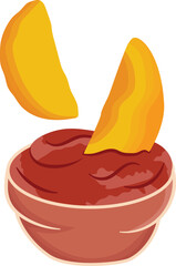 Fry Potato Dipping into Ketchup Illustration