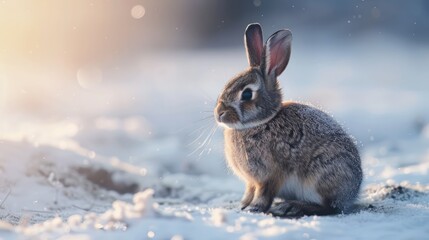 Fototapeta premium Dark Rabbit Against White Surface