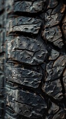Macro Shot of Detailed Tire Tread Texture Revealing Essential Design