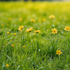 yellow dandelions in the grass
