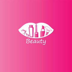 Creative Professional Trendy and Minimal Make Up Icons - Logo Design in Black, White and Pink Color, Logo in Editable Vector Format