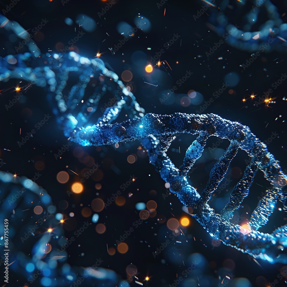 Aufkleber a particulate dna on a dark background. science laboratory concept.