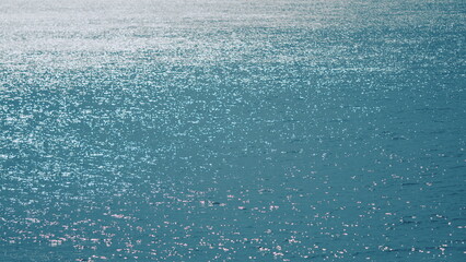 Background Of Summer Morning Look Calm With Deep Blue Water. Seascape View With Blue Sky.