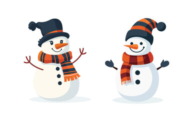 vector illustration of a snowman with a scarf and hat for winter holiday season on a white background