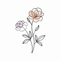 Vector hand drawn flower collection isolated white background (24)