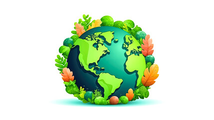 Earth adorned with trees and grass, a vibrant illustration of nature