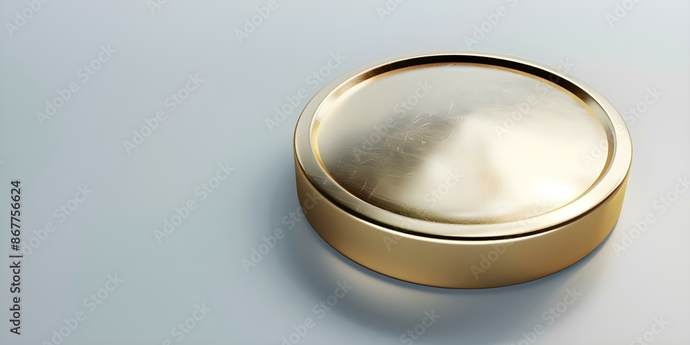 Poster elegant 3d gold button with metallic texture for web design. concept web design, 3d graphics, metall