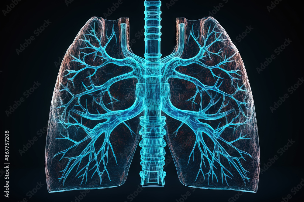Aufkleber Artificial implant science concept with technological AI lungs on the circuit board.