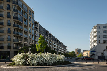 Fragment of a street with a roundabout