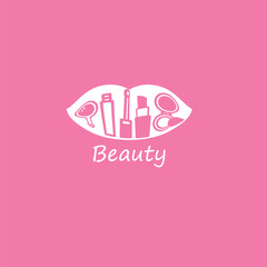Creative Professional Trendy and Minimal Make Up Icons - Logo Design in Black, White and Pink Color, Logo in Editable Vector Format