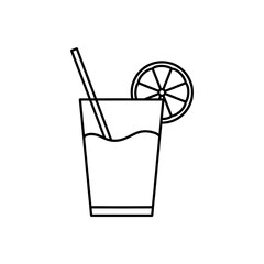 Drink Icon. Vector isolated illustration of a glass with liquid and a straw