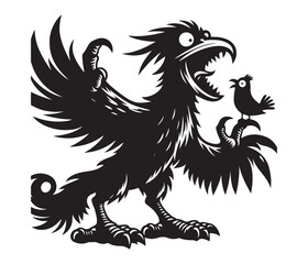 monster bird vector art graphic resources silhourtte vector style, white background