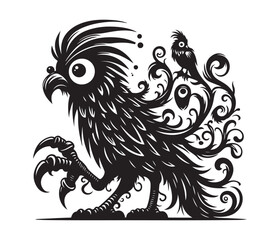 monster bird vector art graphic resources silhourtte vector style, white background