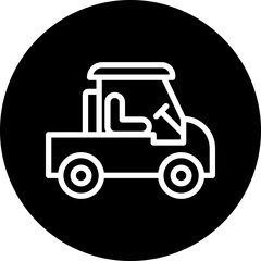 Golf cart Vector Line White Circle Black