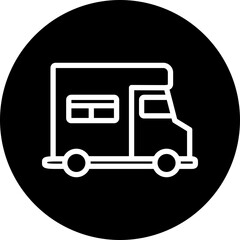 Motorhome Vector Line White Circle Black