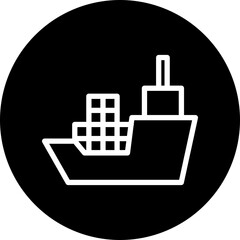 Cargo ship Vector Line White Circle Black