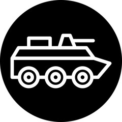 Amphibious vehicle Vector Line White Circle Black