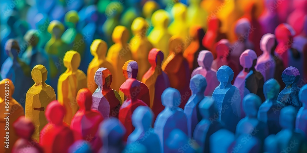 Poster multicolored group representing diversity inclusion equality and belonging. concept multicolored gro