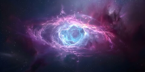 Obraz premium Colorful nebula in space mimicking star glow with gradient colors. Concept Space photography, Nebula colors, Star glow effect, Gradient colors, Cosmic images