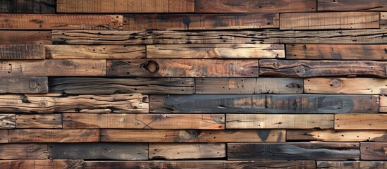 Wall panel constructed from aged wooden boards.