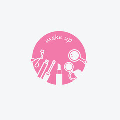 Creative Professional Trendy and Minimal Make Up Icons - Logo Design in Black, White and Pink Color, Logo in Editable Vector Format