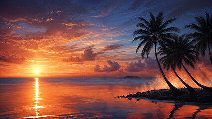 Obraz premium Footprints of Forever: Hand-in-Hand on a Sunset Shore