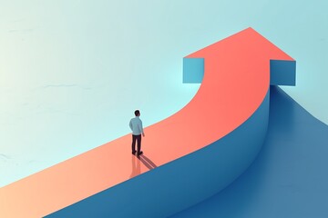 Path to Success, Man Walking on Arrow