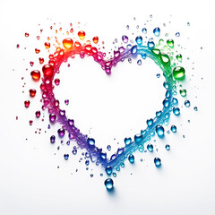Obraz premium Herz Rahmen herzförmig aus frischen farbigen Tropfen regenbogen bunt Sommer voller Kraft Farbe als Dekoration Hintergründe Vorlagen sommerlich leichte Gefühle Liebe Grüße Karte Papier freier Raum