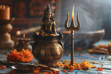 Shivaratri background with Shivas trident