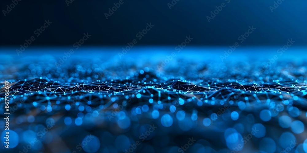Poster abstract blue digital design with lines representing technology and data connectivity aesthetics. co