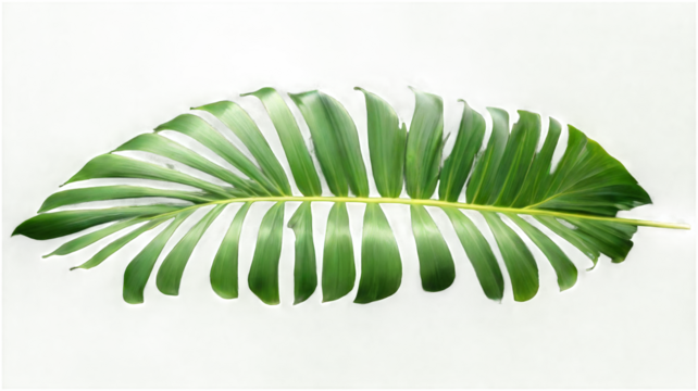 Tropical green palm leaf, isolated on transparent background