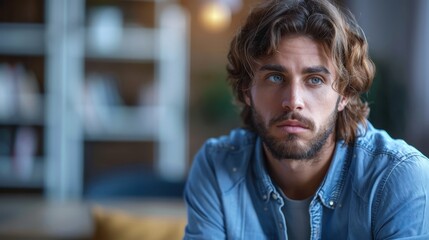 Portrait of a Young Man with a Thoughtful Expression