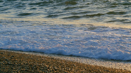 Abstract Summer Natural Background. Sunset Water Texture. View Of Sea During Sunset.