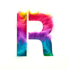 The top view photo shows the letter R made of multicolored fur. A bright and stylish accent for the...